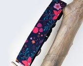 Midnight Floral Dog Collar, Floral dog collar, girl dog collar, dog collar for girls, flower dog collar, ECO CANVAS dog collar