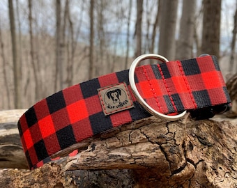 Red Buffalo Plaid Dog Collar - water resistant dog collar - dog collar - adventure dog collar