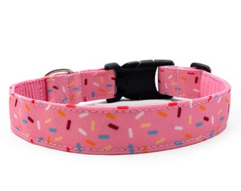 Mmmm donuts pink dog collar, sprinkle dog collar, donut dog collar ,pink dog collar