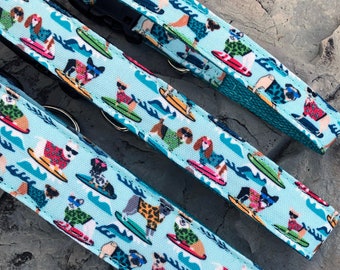 Surfs up dog dog collar, adventure dog collar, dog collar, eco canvas dog collar