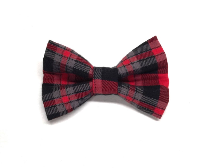 Dog bow, red dog bowtie, holiday dog bowtie, dog bow tie, plaid dog bowtie, christmas dog gift, dog lover gift image 2