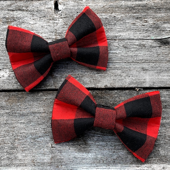 Lumberjack Plaid Dog Bow Tie, holiday dog bow, holiday bowtie, cat bow tie, dog lover gift