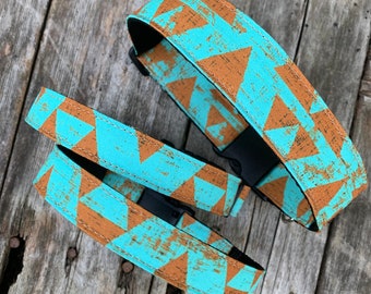 Aqua Rust dog collar, fall dog collar, dog collar