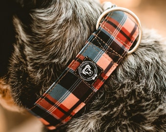 Rustic plaid dog collar, fall dog collar,  dog collar - Recycled Canvas Dog collar