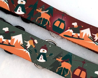Ski Dog Dog Collar - winter dog collar - dog collar - adventure dog collar - christmas dog collar
