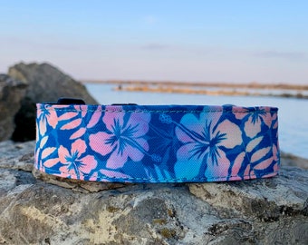 Hawaii dreaming Dog Collar -  dog collar - floral dog collar - Recycled Canvas dog collar
