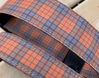 Rusty Plaid dog collar - plaid dog collar - fall dog collar - Recycled Canvas dog collar