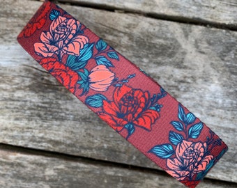 Merlot Floral Dog Collar - water resistant dog collar - dog collar - adventure dog collar