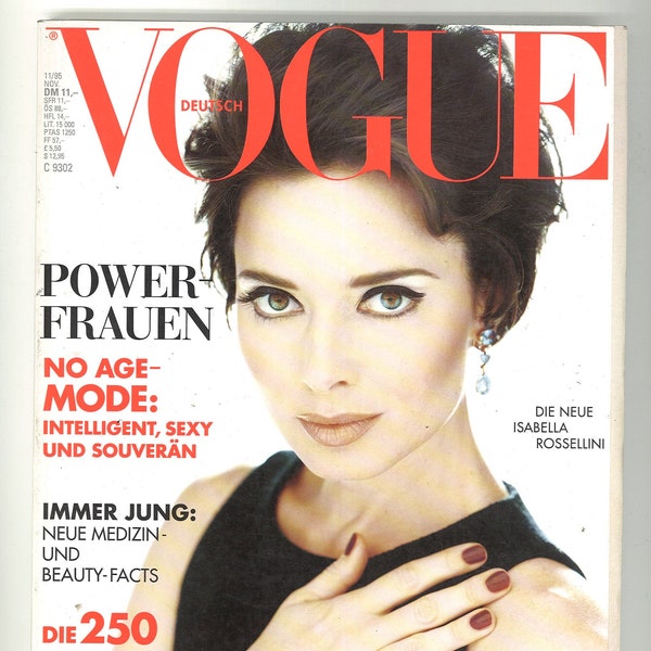 Vogue Deutsch November 1995 German Vintage Original Magazine Gift Present Isabella Rossellini