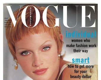 Vogue Australia no 7 July 1993 Original Vintage Magazine Birthday Gift Present Amber Valletta photo by Paul Lange