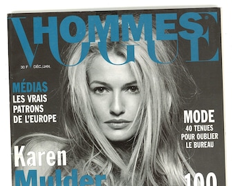 Vogue Hommes no 185 Dec 1995 - Jan 1996 Paris French Original Mens Fashion Magazine Gift Birthday Present Karen Mulder cover