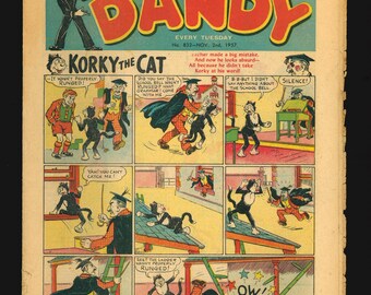 Dandy no 832 Nov 2 1957 UK Original British  Vintage Comics Korky the Cat(a)