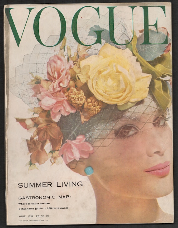 Vogue UK June 1959 Original Vintage Fashion Magazine Summer Living