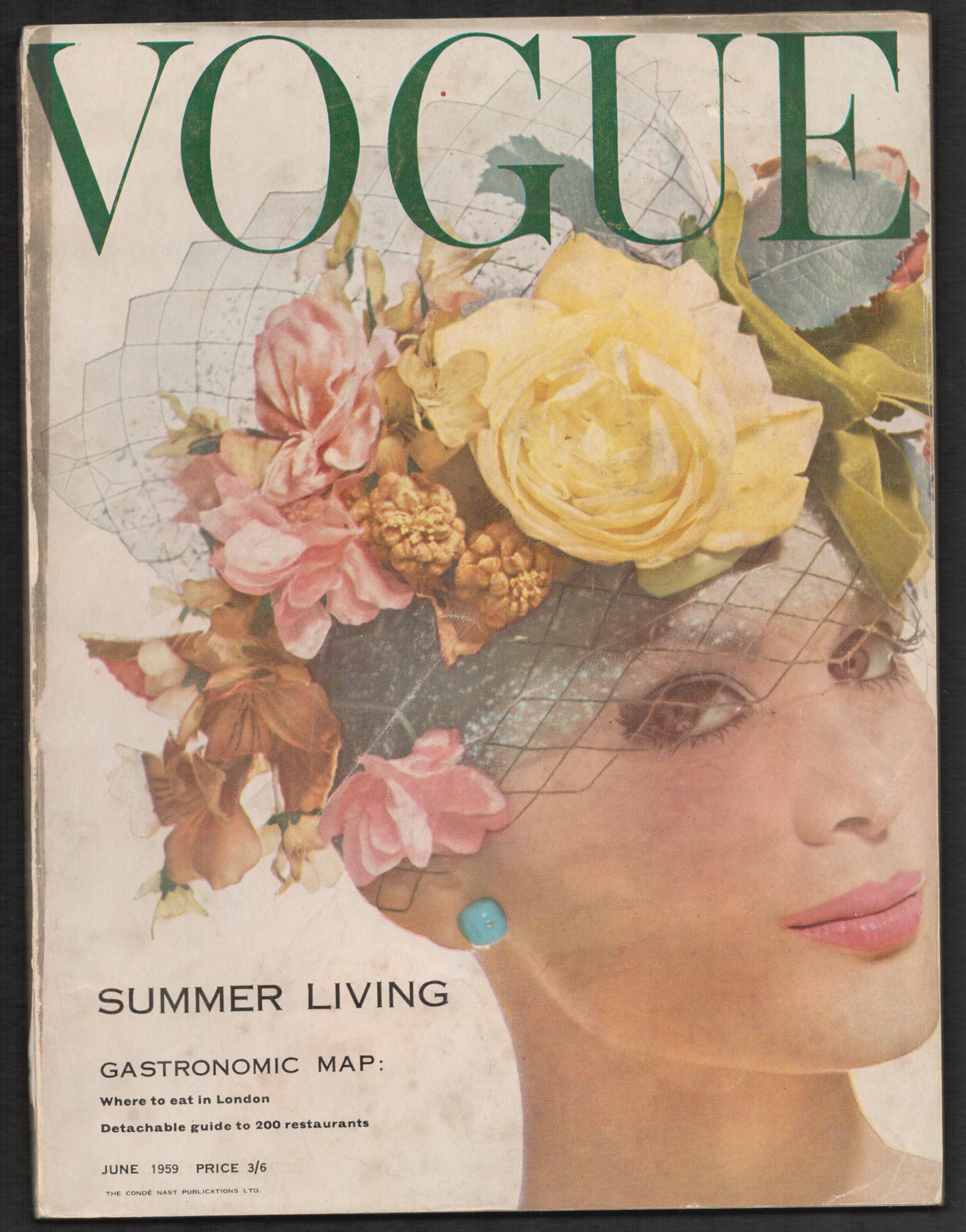 Vogue UK June 1959 Original Vintage Fashion Magazine Summer Living