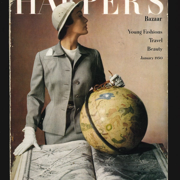 Harper's Bazaar UK Jan 1950 Original Vintage Fashion Magazine