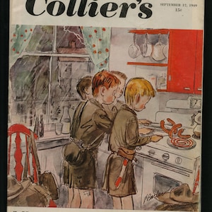 Collier's Sept 17 1949 Rare Vintage Magazine Künstler: Perry Barlow Boys Scouts Cover