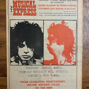 NME Aug 20 1977 Wayne Kramer MC5 Bowie Joe Strummer