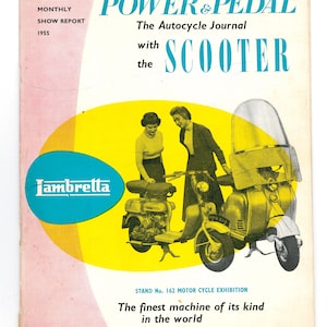 Power and Pedal with the Scooter Show Report 1955 Original Vintage Magazine Vespa Lambretta