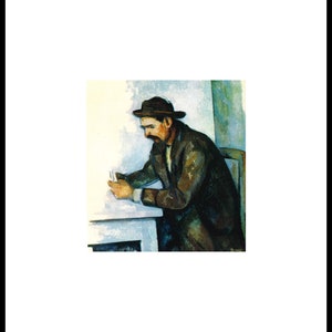 Etude pour Les Joueurs de Cartes, Paul Cezanne Oryginał z łezką zamontowany w oknie, gotowy do oprawienia