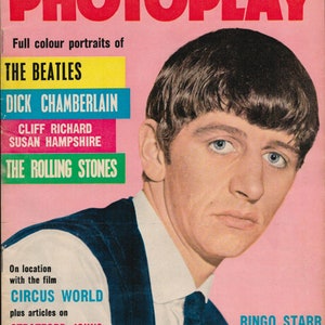 Photoplay March  1964 Original Vintage Films Pop TV Discs  Magazine Ringo Starr cover 60th