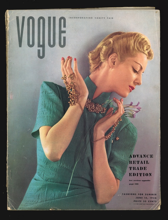 Vogue US June 15, 1936 Original Vintage Fashion Magazine Advance
