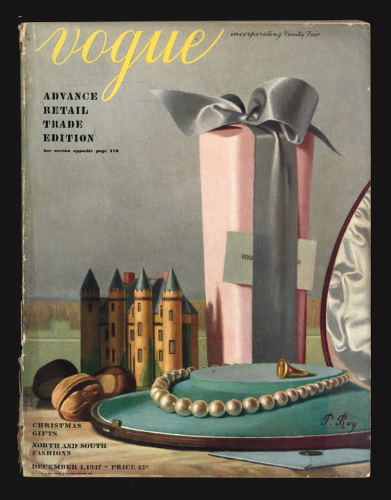 VOGUE 米国版 12月号 ヴィンテージ雑誌 Vogue US Dec 1, 1937, Original Vintage Fashion Magazine Advance