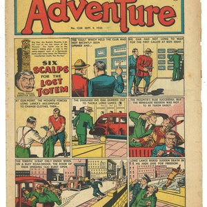 Adventure British Weekly Comics n. 1338 9 settembre 1950 sei scalpi per il totem perduto ruvido cavallo riley che ha perseguitato da solo Solomon