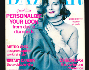 Harper's Bazaar US Nov 1991 Vintage Rare Retro Original Fashion Magazine JODIE FOSTER