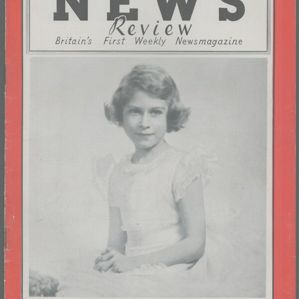 News Review  April 8 1937 Britain's First Weekly Newsmagazine Princess Elizabeth photo by Marcus Adams