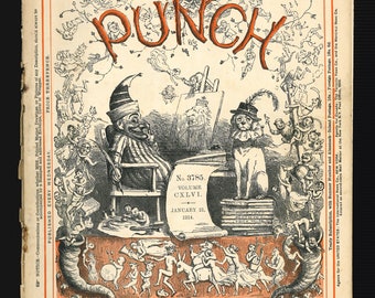 Punch 21 gennaio 1914 Rivista di satira originale vintage