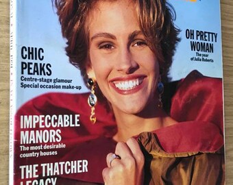 Harpers & Queen April 1991 UK  British Original Vintage Fashion Magazine Gift Birthday Present Julia Roberts cover