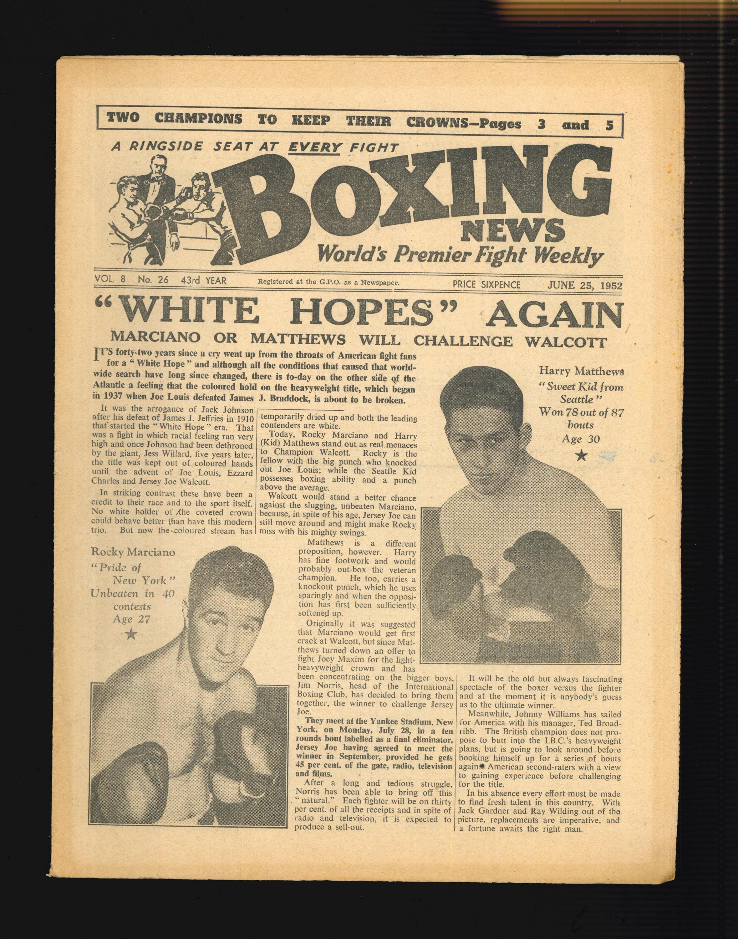 アメリカボクシング雑誌The RING 1952年6月号 Boxing News 1951 1952 1955 Vintage Original Magazine - Etsy
