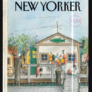 New Yorker June 24 1985 Original Vintage Magazine cover: Albert Hubbell Fishing Dock