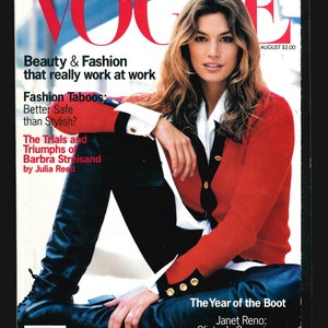 Vogue US Aug 1993 Original Vintage Magazine Cindy Crawford Cover