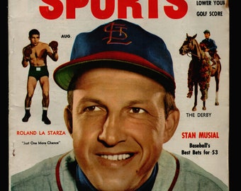 Inside Sports Agosto 1953 Original Vintage Magazine Rolando La Starza, Stan Musial