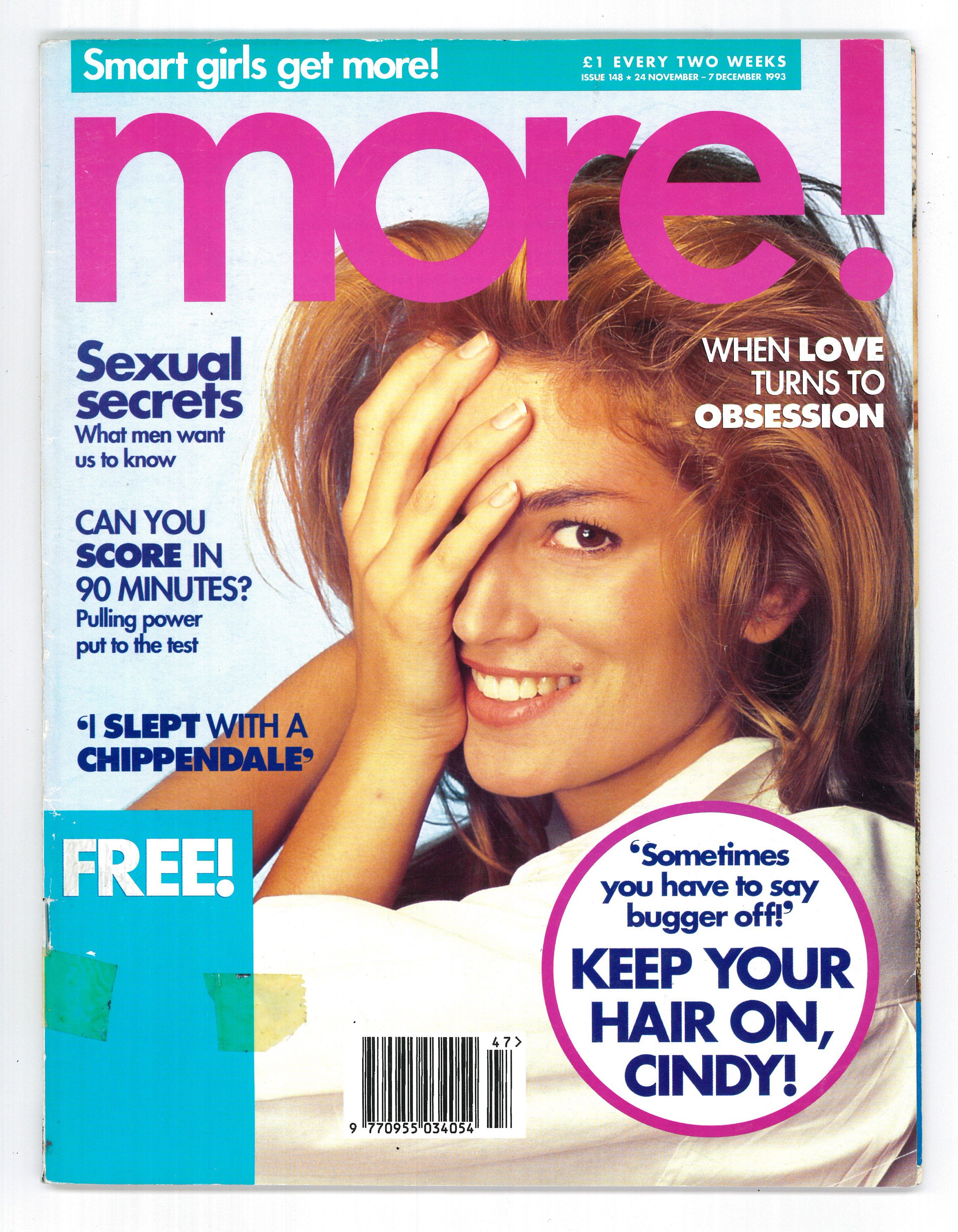 Perri Cutten 90年代カタログAnthea Crawford 英語 1990 Revlon Cindy Crawford Unforgettable make mine mauve 2-page