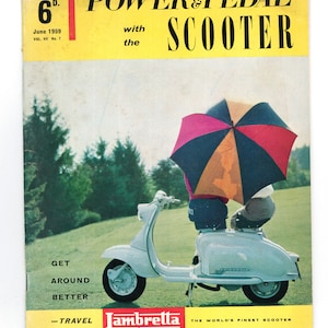 Power und Pedal mit dem Roller Juni 1959 Original Vintage Magazin Vespa Lambretta
