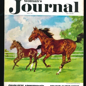 Woman's Journal March 1964  Original Vintage Magazine Cover: Joy of the Gallop by Ignace Konrad 60th