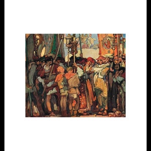 Sketch For Panel At The Skinners Hall London by Frank Brangwyn Original Tear sheet Window Mounted Ready for Framing 10 x 8 inch