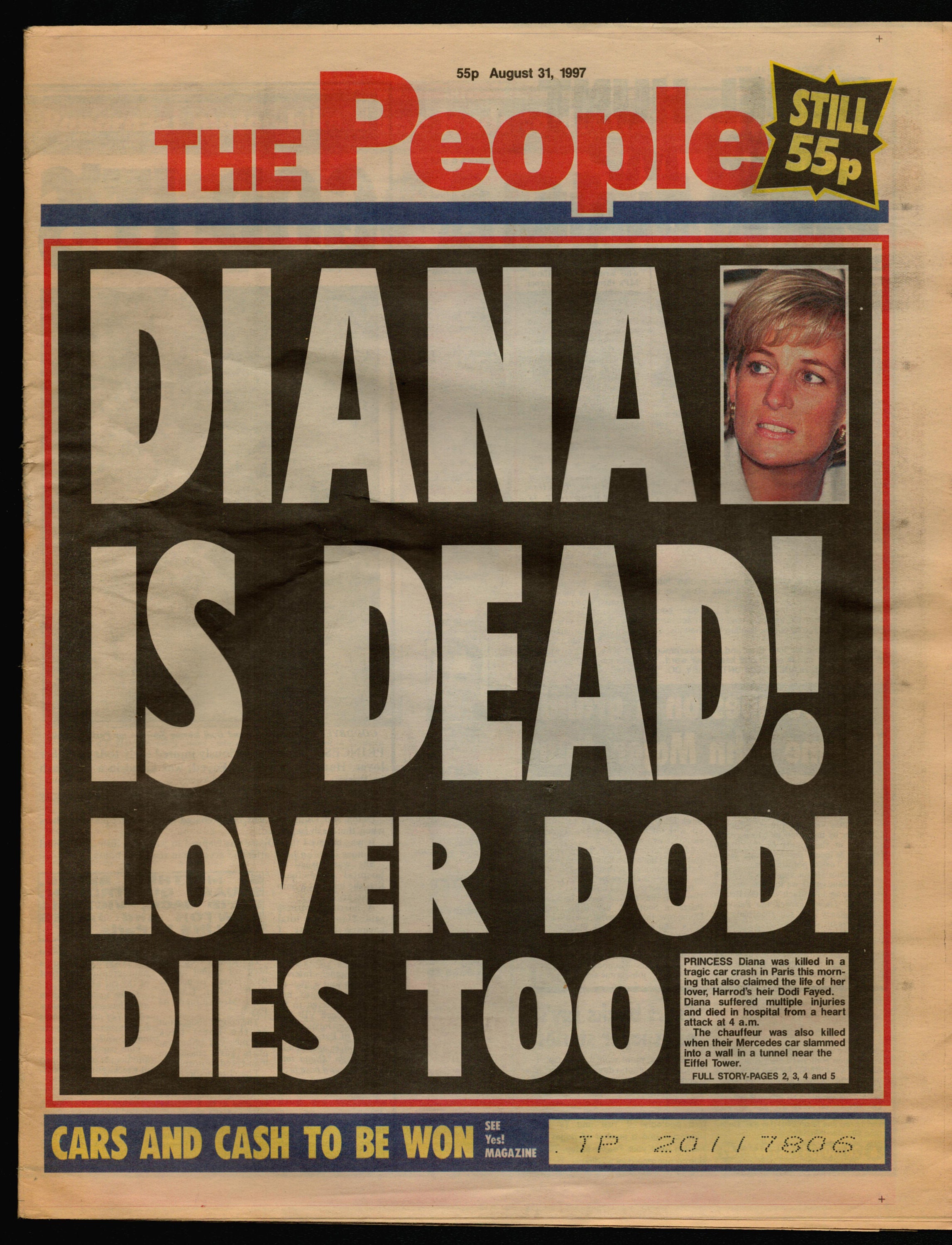 The People August 31 1997 Princess of Wales Diana Headline is Dead