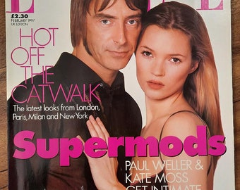 Elle UK Feb 1997 Original Vintage Fashion Magazine Gift Present Birthday Kate Moss & Paul Weller cover