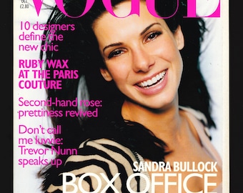 Vogue UK Oct 1996 Original Vintage Fashion Magazine Sandra Bullock