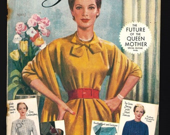 My Home April 1953 Original Vintage Women’s Magazine Knitting Patterns Sewing Royalty Cookery