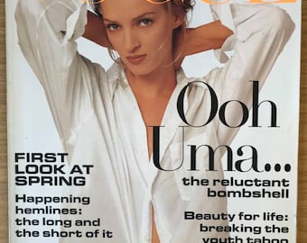 Portada de la revista británica Vogue UK de enero de 1994: 30.º cumpleaños de Uma Thurman