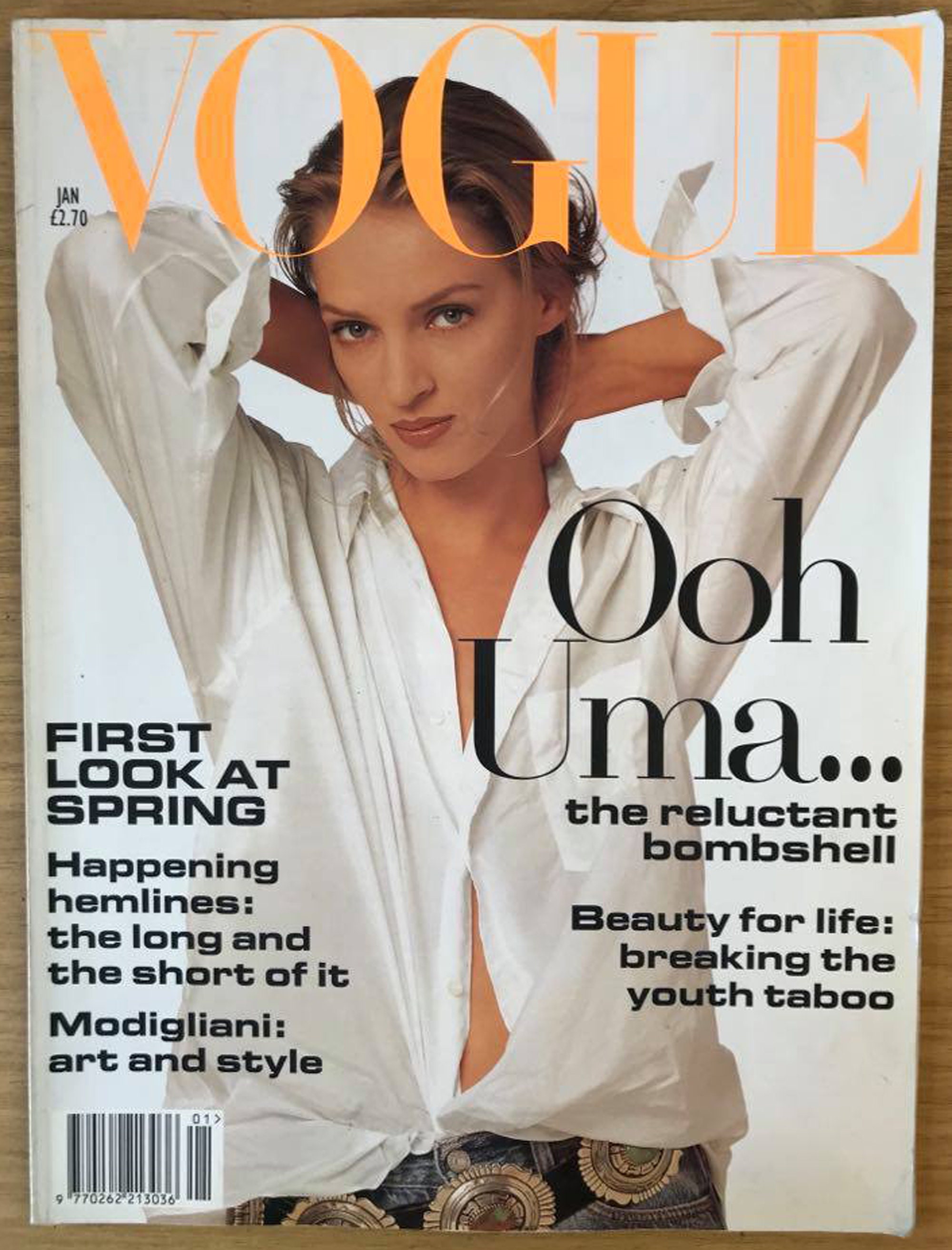Vogue UK Jan 1994 British Original Vintage Magazine Cover: Uma