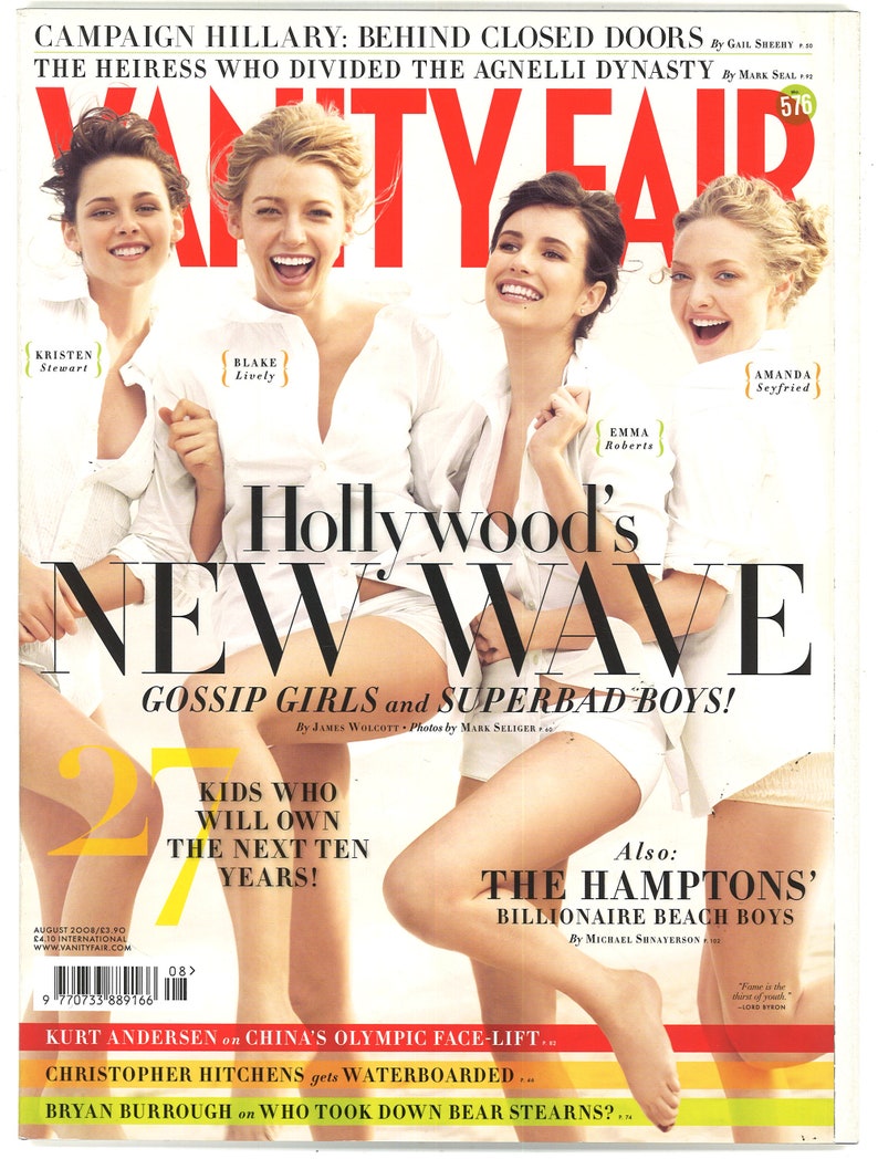 Vanity Fair Aug 2008 UK British Original Fashion Magazine Gift Present Kristen Stewart Blake Lively Emma Roberts Amanda Seyfried image 1