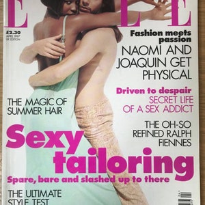 Elle UK Abril 1997 British Original Vintage Fashion Magazine Regalo de cumpleaños Regalo Naomi Campbell portada