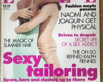 Elle UK April 1997 British Original Vintage Fashion Magazine Birthday Gift Present Naomi Campbell cover