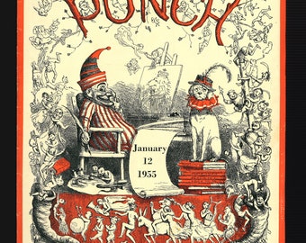 Punch 1955 Bundle of 51 copies Vintage Original Satire Magazine