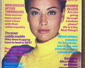 Revista de moda vintage original británica Cosmopolitan UK, regalo de cumpleaños de octubre de 1992